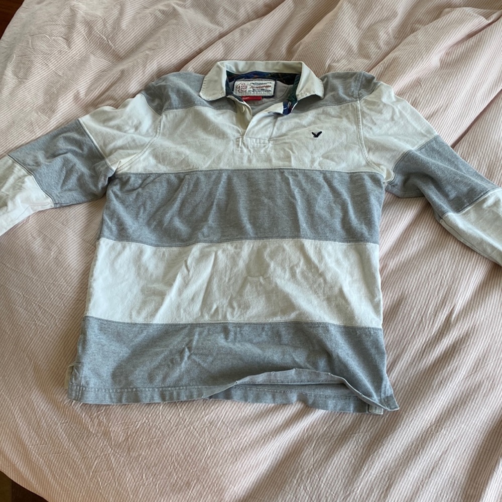 Oversized American eagle striped Rugby shirt